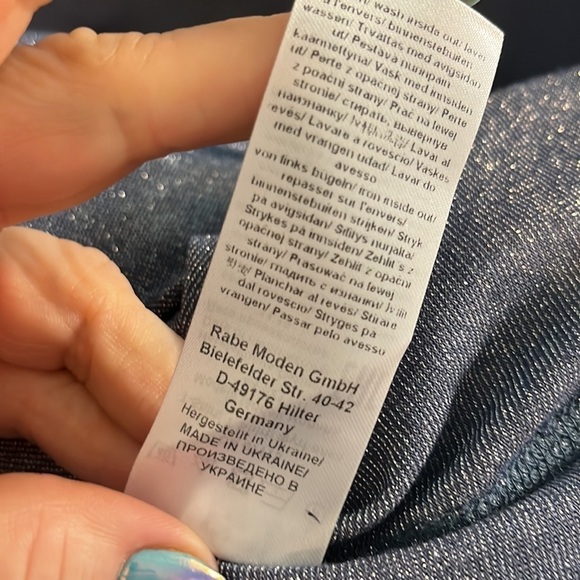 Le Comte Metallic Tee Shirt Top NWT Blue Size 36 Small Short Sleeve - Picture 12 of 12